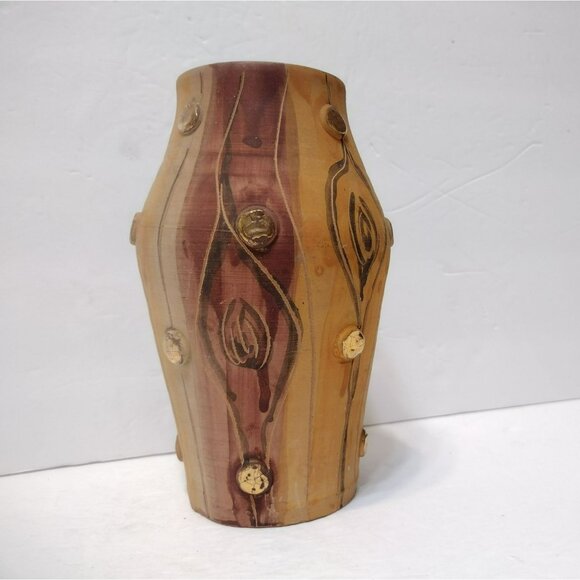 Vintage Toscany Ceramic Pottery Vase Tree Bark Wood Texture Mid Century Handmade - Picture 9 of 9